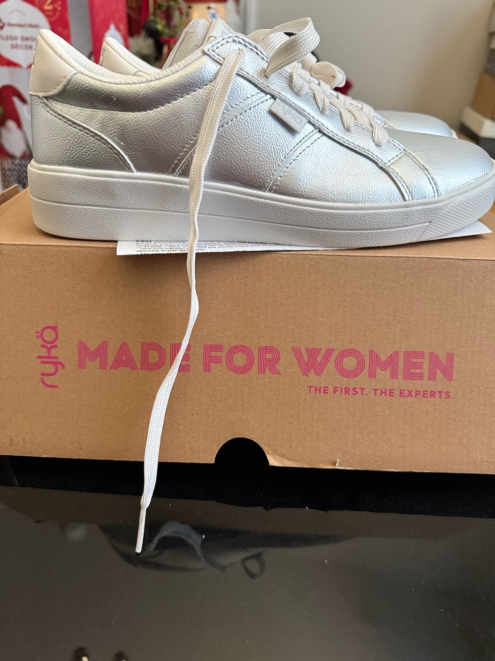 Ryka Silver Metallic Platform Lace-Up Sneaker